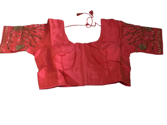 Raw Silk Peach Designer Blouse 17